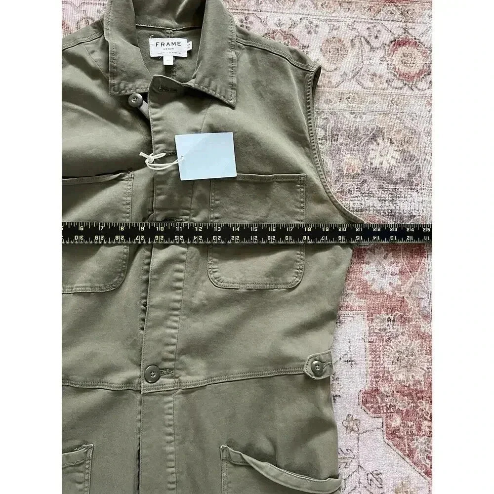 Frame Denim Le Service Sleeveless Wide Leg Green Jumpsuit Womens Size XL NWT - Picture 6 of 13